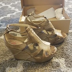 Big buddah leather platform heels, size 9M